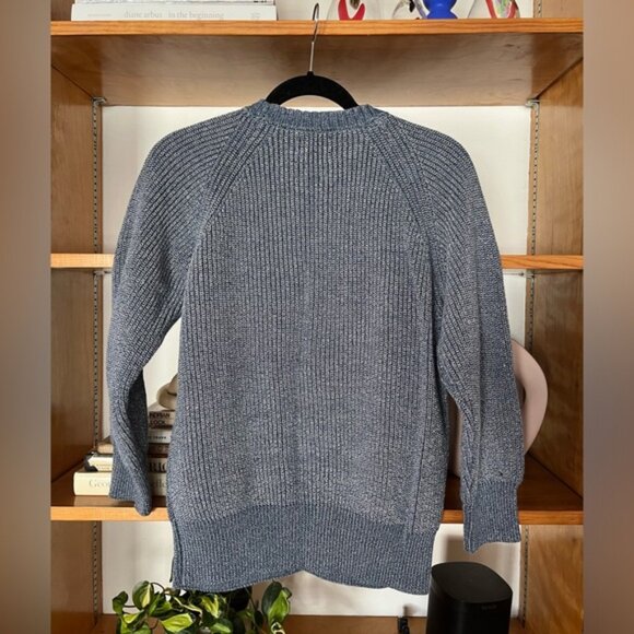 Esby pullover sweater in marled blue speckled blue cotton xs fits up to medium - Picture 3 of 4